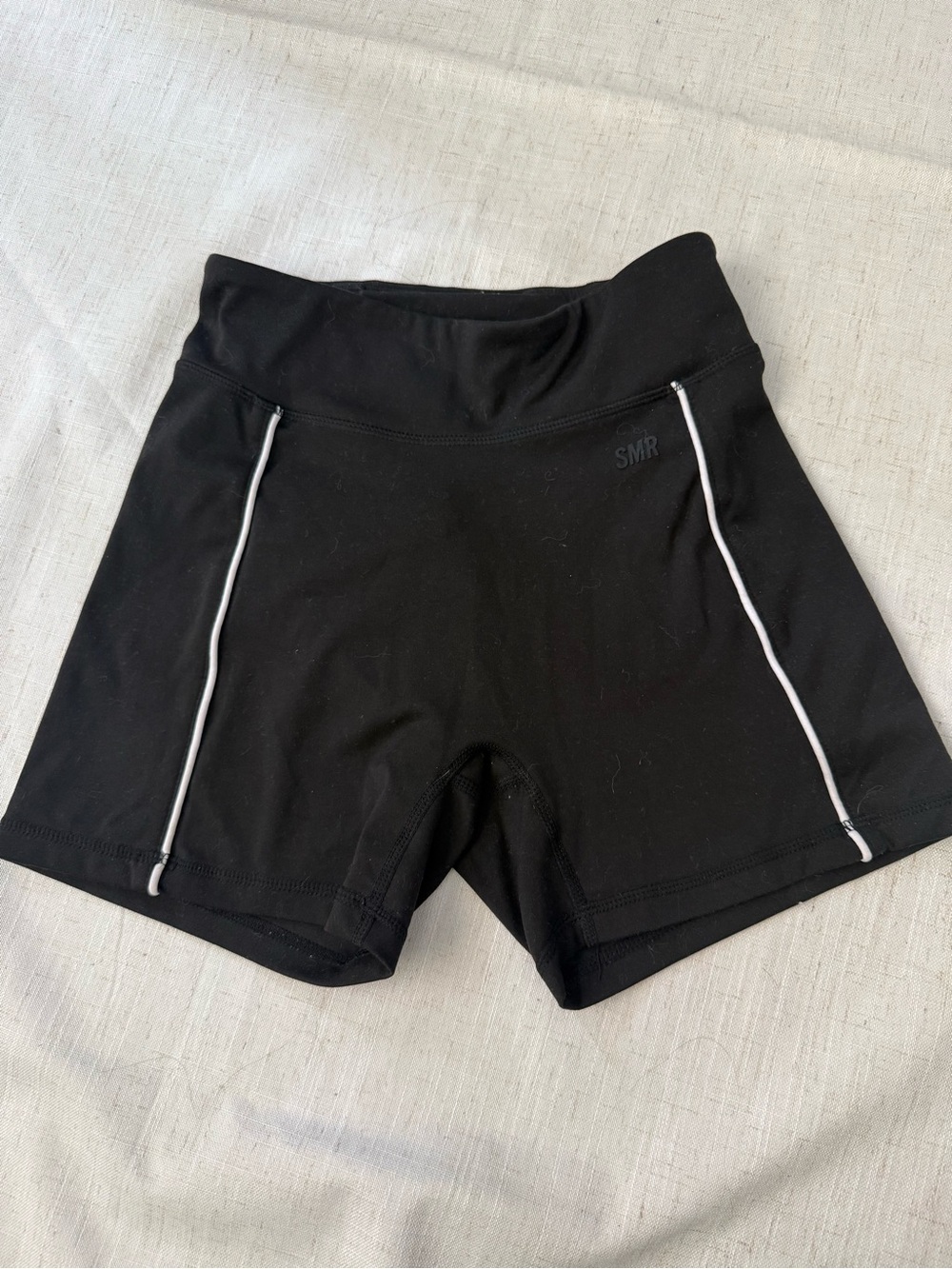 SMR Black High-Waist Bike Shorts with Reflective Piping